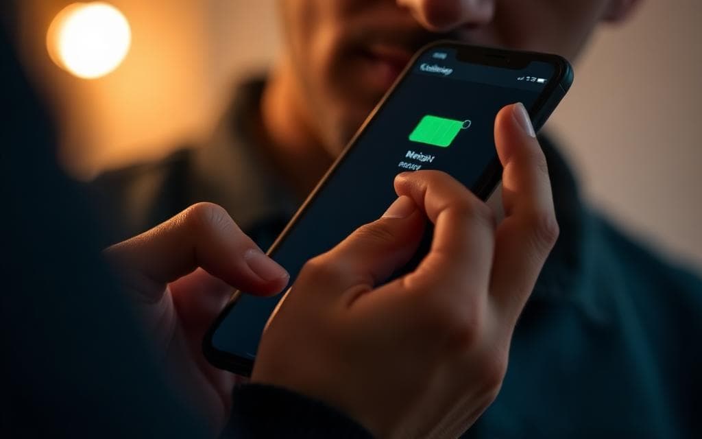 Person checking battery health on a smartphone